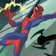 Promotional art for The Spectacular Spider-Man, featuring Spider-Man fighting Doc Ock and Electro.